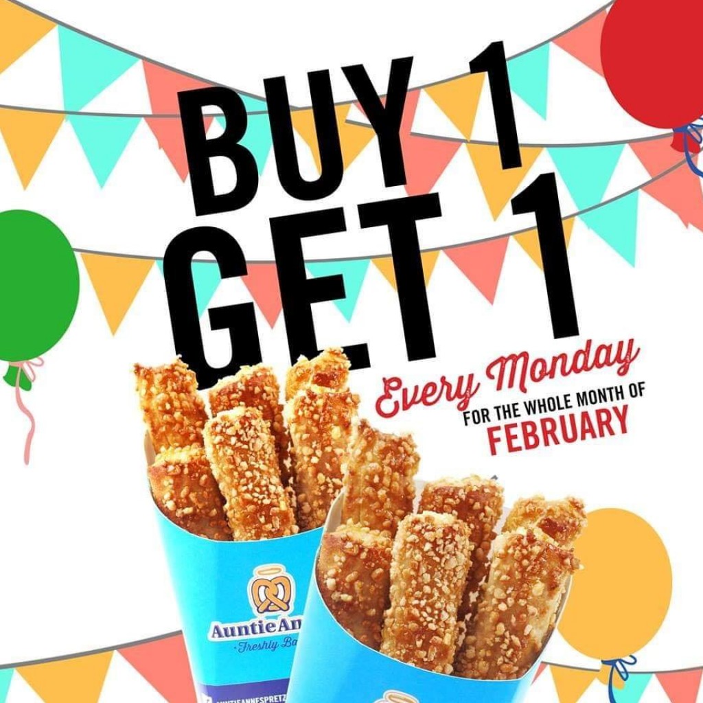 Auntie Anne's Perfect Pretzels Fest - ALL Mondays of Feb. 2019 Auntie Anne's Perfect Pretzels Fest