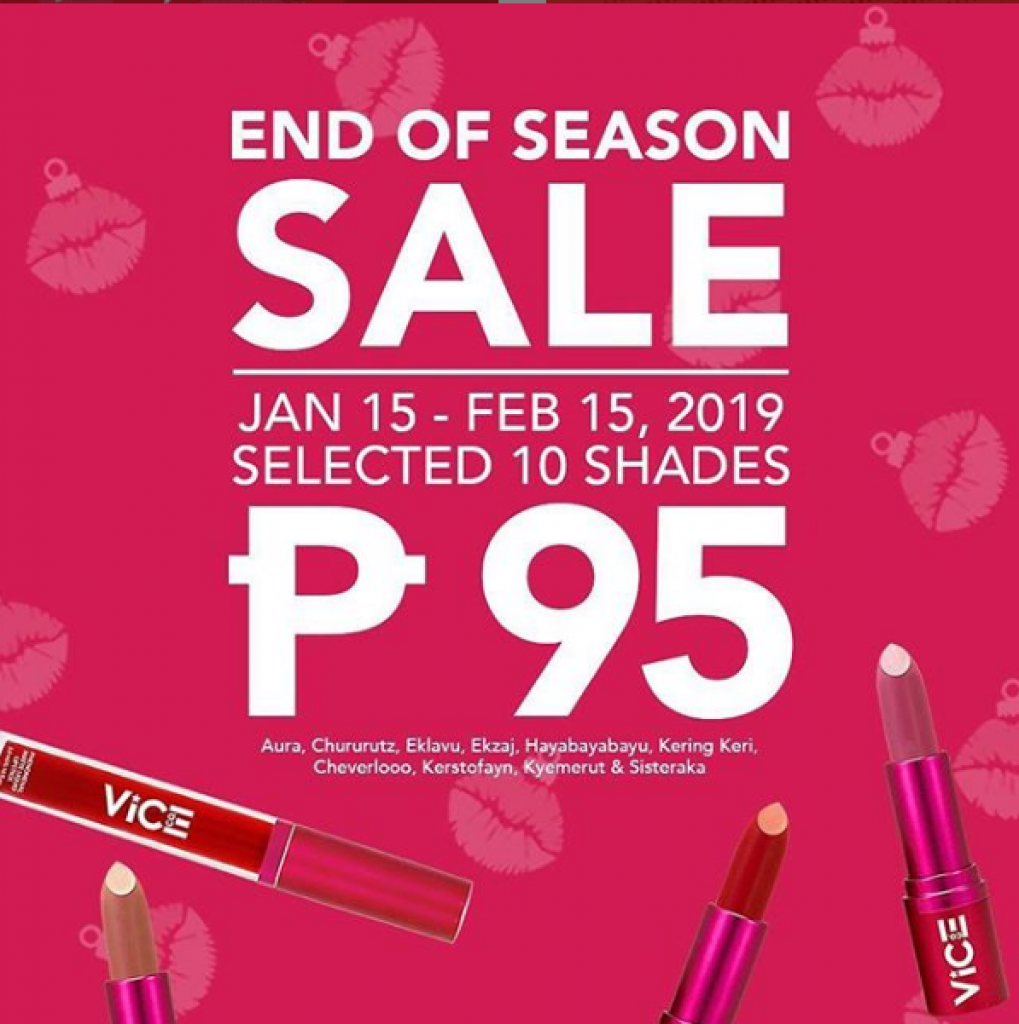 Vice Cosmetics' End of Season Beauty Treat until Feb 15, 2019 Vice Cosmetics' End of Season Beauty Treat