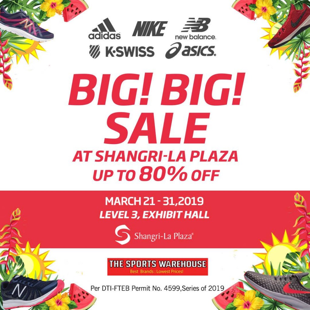 The Sports Warehouse Big! Big! Sale from March 21 to 31, 2019 The Sports Warehouse Big! Big! Sale
