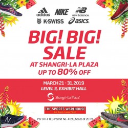 The Sports Warehouse Big! Big! Sale from March 21 to 31, 2019