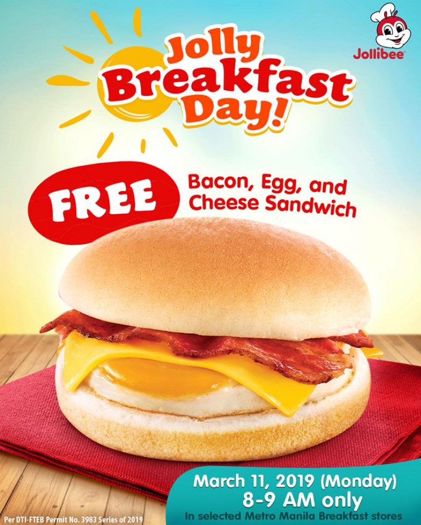 Jollibee Jolly Breakfast Day Promo - March 11, 2019 ONLY Jollibee Jolly Breakfast Day Promo