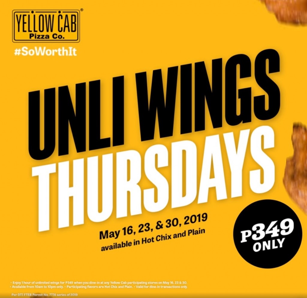 Yellow Cab Pizza's UNLIWINGS THURSDAYS - May 2019 Yellow Cab Pizza's UNLIWINGS THURSDAYS