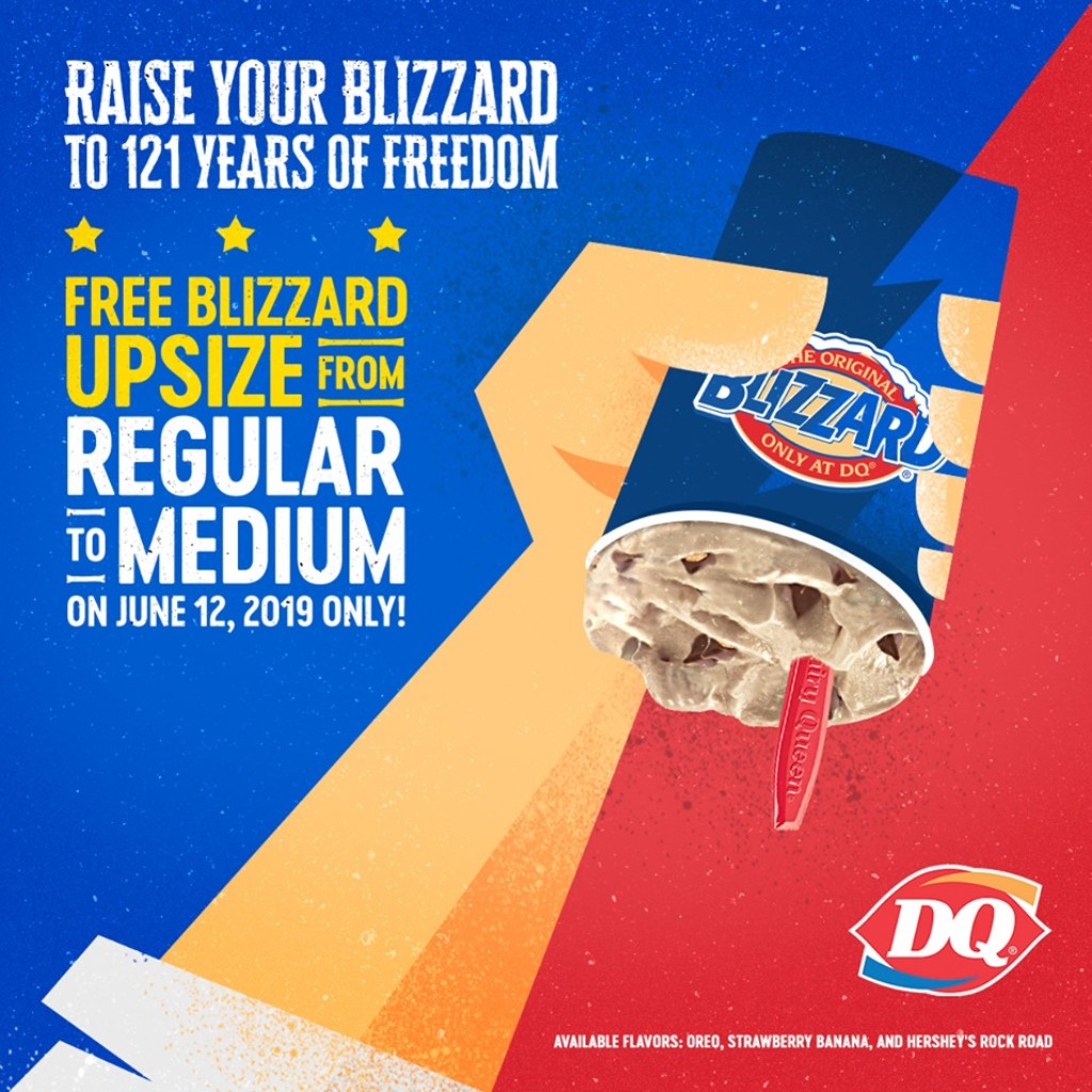 Dairy Queen's Independence Day Promo - FREE Blizzard Upsize Dairy Queen's Independence Day Promo