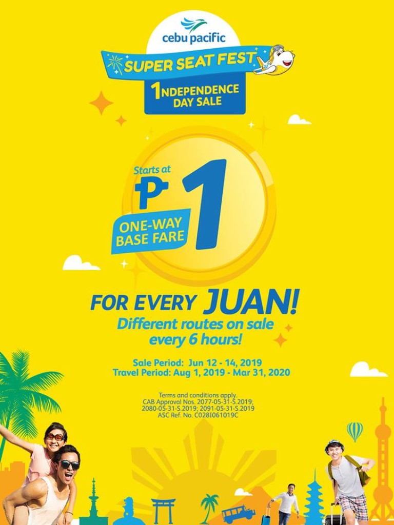 Cebu Pacific's Piso Fare Independence Day Seat Sale - Book until June 14 Piso Fare Independence Day Seat Sale