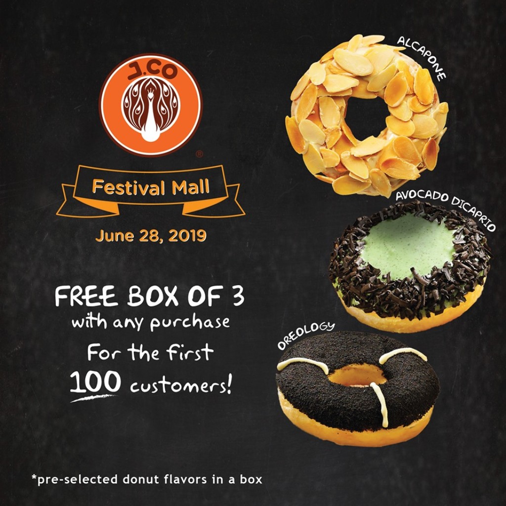 J.CO Donuts 50th Store Opening Treat at Festival Mall Alabang - June 28 ONLY J.CO Donuts 50th Store Opening Treat