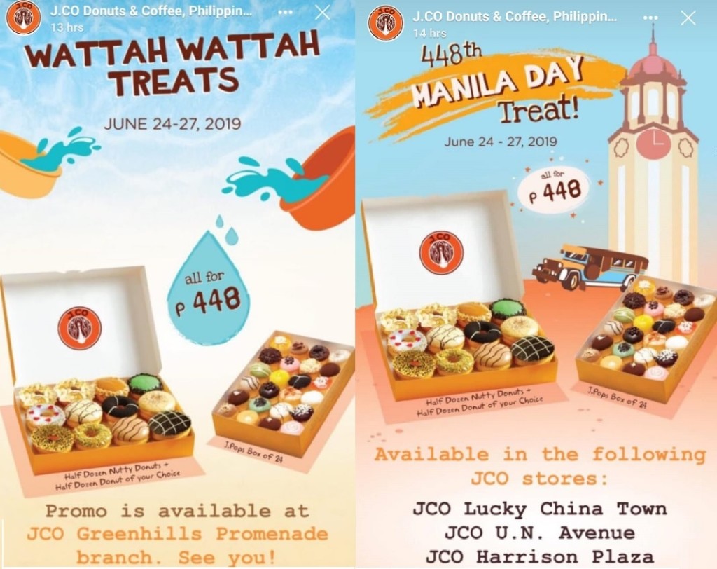 J.CO Donuts Manila Day and Wattah Wattah Treats Until June 27, 2019 J.CO Donuts Manila Day and Wattah Wattah Treats