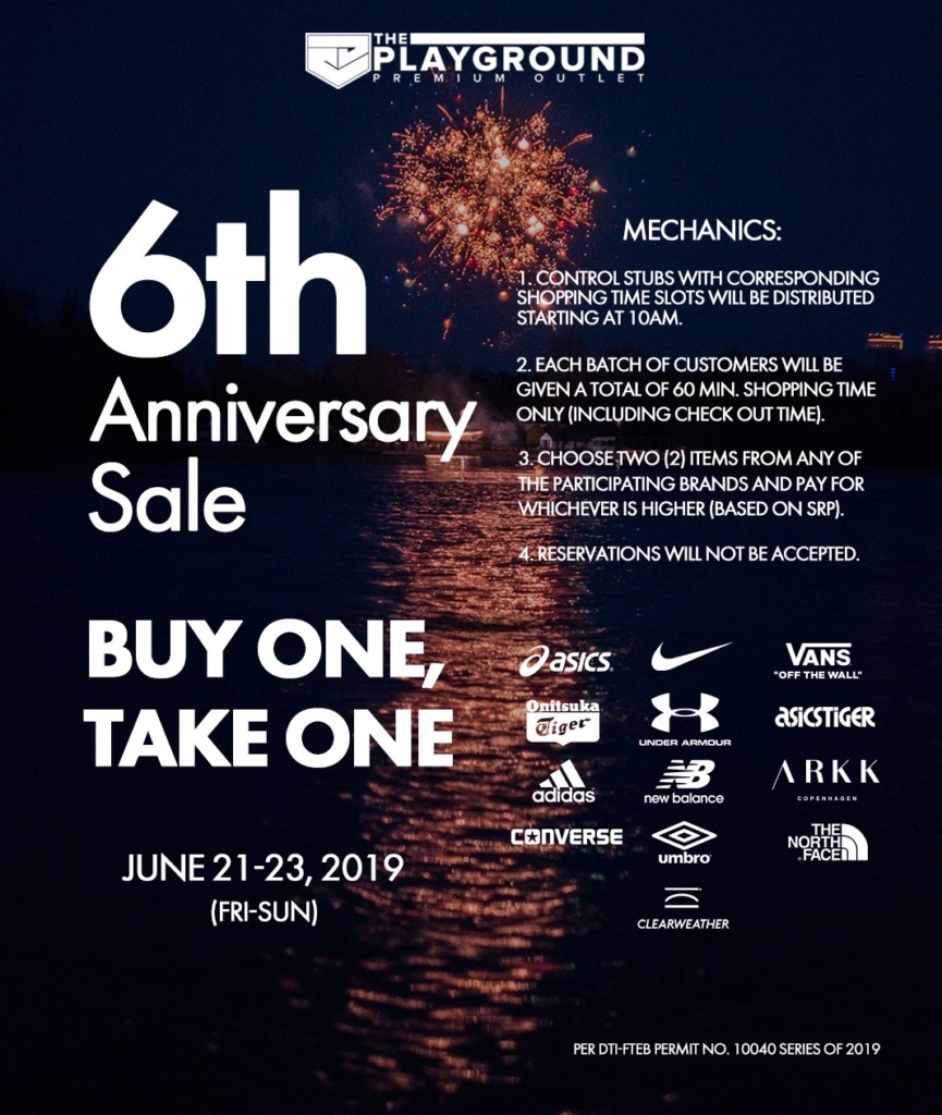 The Playground Premium Outlet 6th Anniversary Sale - BUY ONE, TAKE ONE Deal The Playground Premium Outlet 6th Anniversary Sale