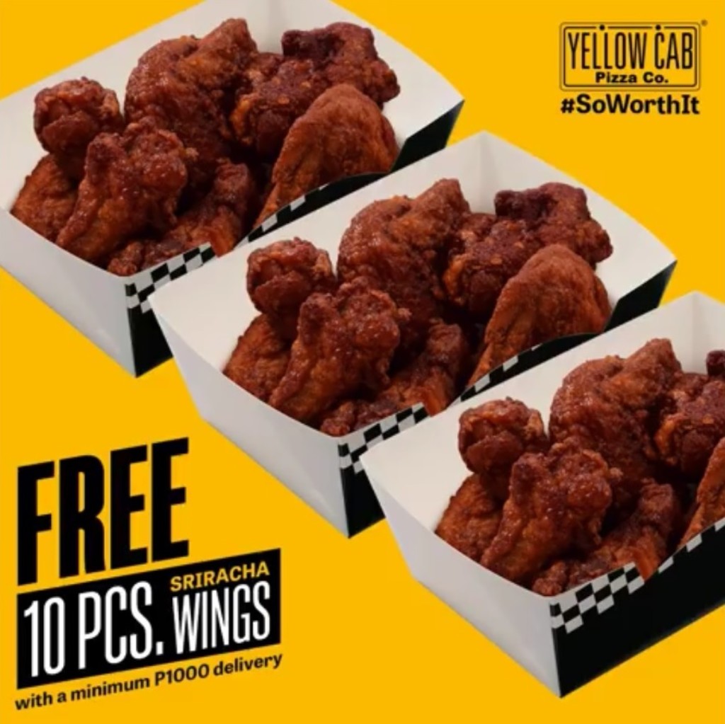 Yellow Cab's Delivery Deal - FREE Large Sriracha Wings until June 30, 2019 FREE Large Sriracha Wings