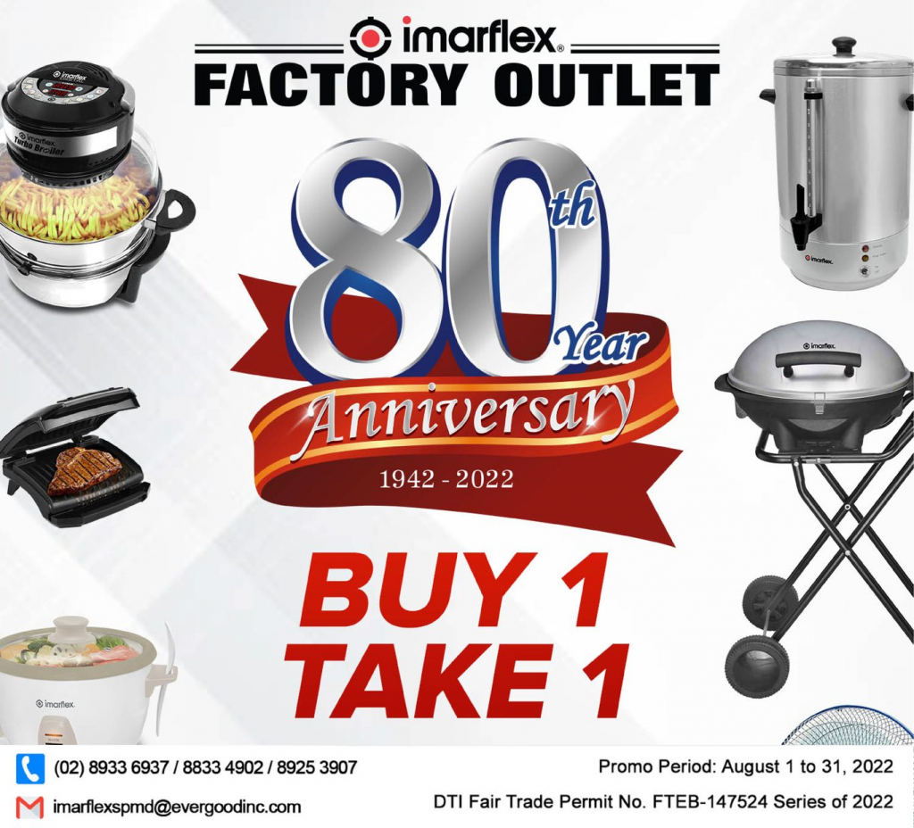 Imarflex Factory Outlet's 80th Anniversary Sale - Aug. 2022 Imarflex Factory Outlet's 80th Anniversary Sale