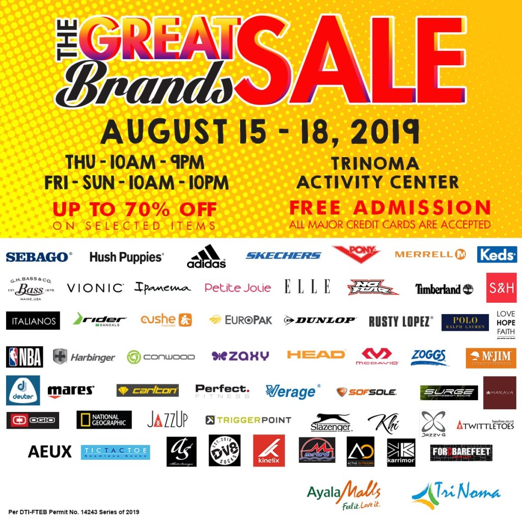 The Great Brands Sale 2019 at TriNoma from August 15-18 The Great Brands Sale 2019