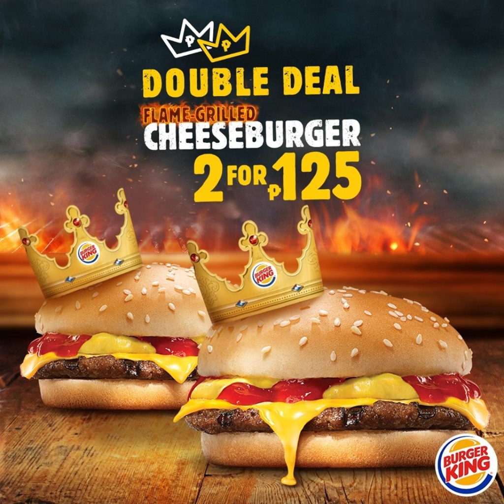 Burger King's Double Deal Flame-Grilled Cheeseburger Promo for Php125 Burger King's Double Flame-Grilled Cheeseburger Promo