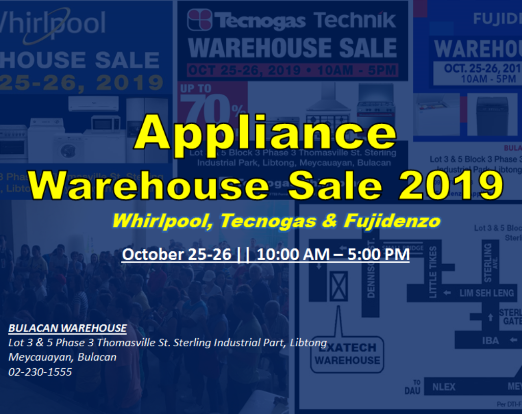 Appliance Warehouse Sale 2019 - Whirlpool, Tecnogas & Fujidenzo Appliance Warehouse Sale 2019