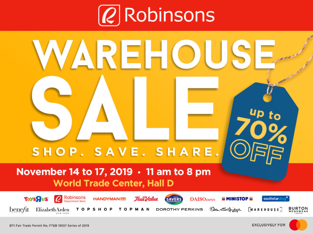 Robinsons Warehouse Sale 2019 from November 14 to 17 ONLY Robinsons Warehouse Sale 2019