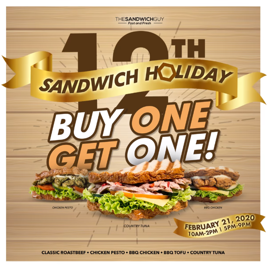The Sandwich Guy's 12th SANDWICH HOLIDAY Treat - February 21 ONLY SANDWICH HOLIDAY
