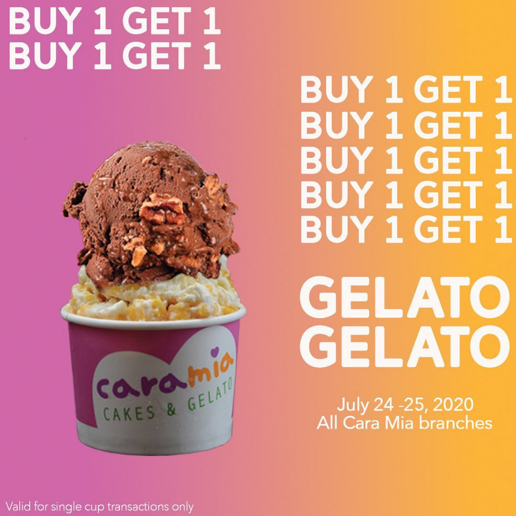Cara Mia's Buy 1 Get 1 Gelato Sale