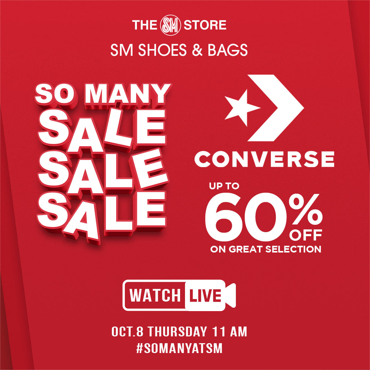 SM Shoes and Bags SO MANY SALE on CONVERSE - October 8 to 12