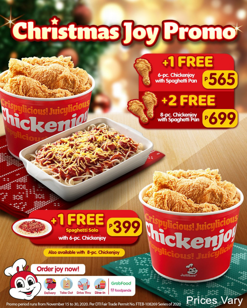 Jollibee Christmas Joy Promo 2020 - FREE Chickenjoy or Spaghetti Solo Jollibee Christmas Joy Promo 2020