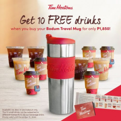 Tim Hortons Bodum Travel Mug Comes with 10 FREE Drinks || Proud Kuripot ...