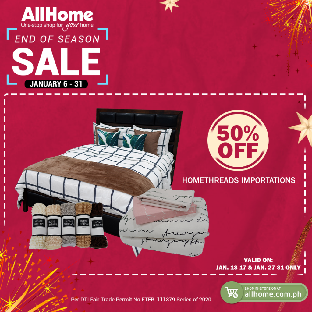 AllHome’s END OF SEASON SALE until January 31, 2021 AllHome’s END OF SEASON SALE