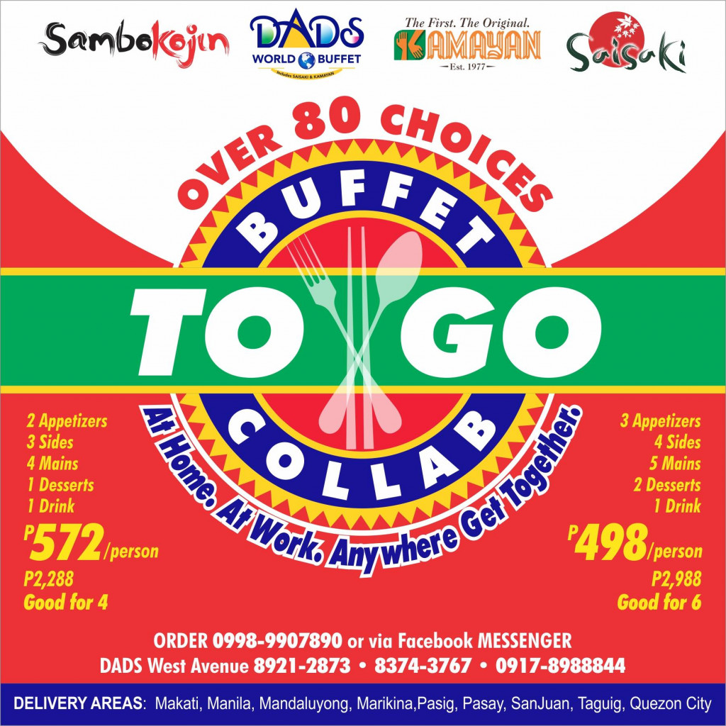Buffet To Go Collab - Over 80 Choices from DADS, Sambo Kojin, Kamayan and Saisaki Buffet To Go Collab