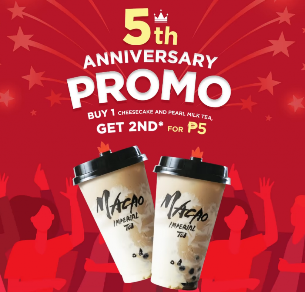 Macao Imperial Tea 5th Anniversary Promo : Alto-Sized for ₱5 ONLY Macao Imperial Tea 5th Anniversary Promo