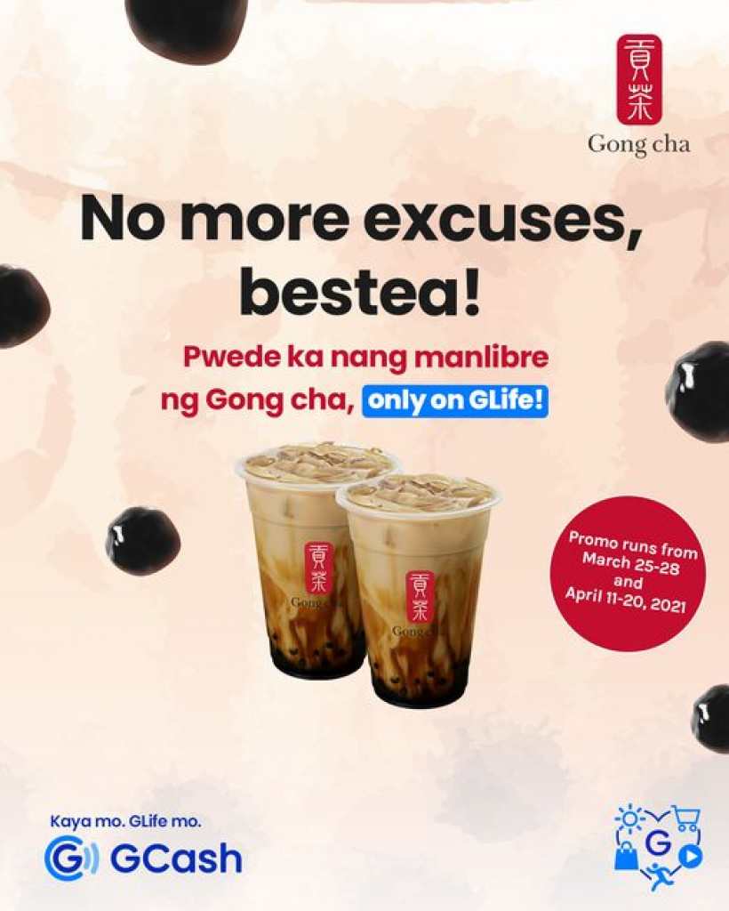 Gong Cha GLife Exclusive Treat - Buy 1 Take 1 Promo on All Drinks Gong Cha GLife Exclusive Treat