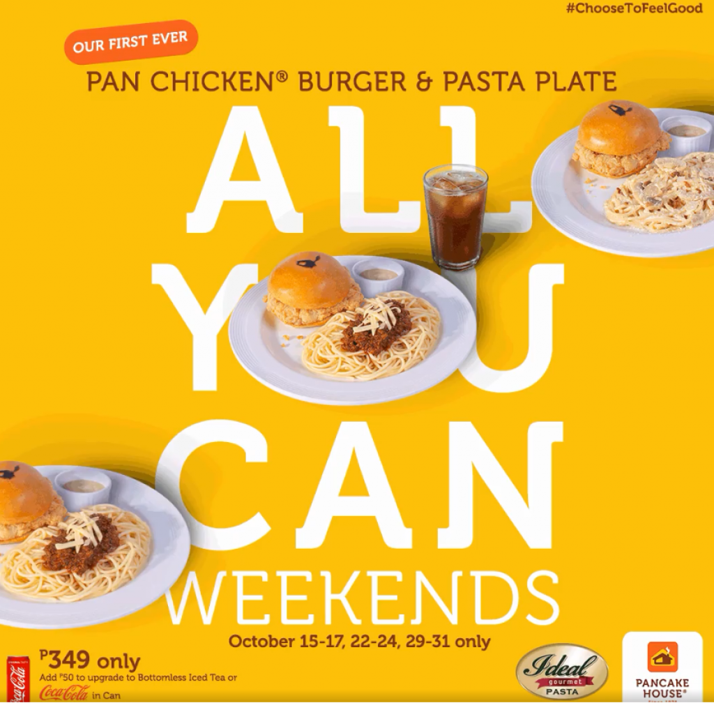 Pancake House All-You-Can This Weekend || Original Pan Chicken® Burger Jr. and Pasta Plate Pancake House All-You-Can This Weekend