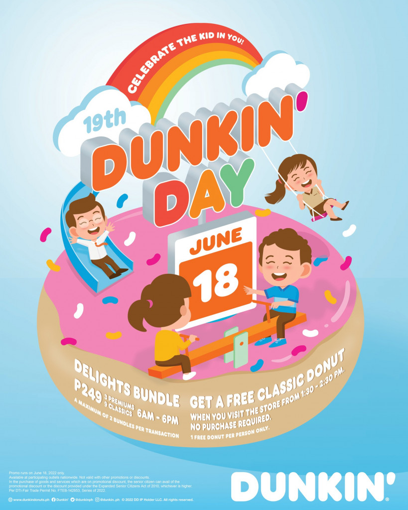 19th Dunkin' Day || A 1-Day Bucket Blowout for ₱249 on June 18 Only 19th Dunkin' Day