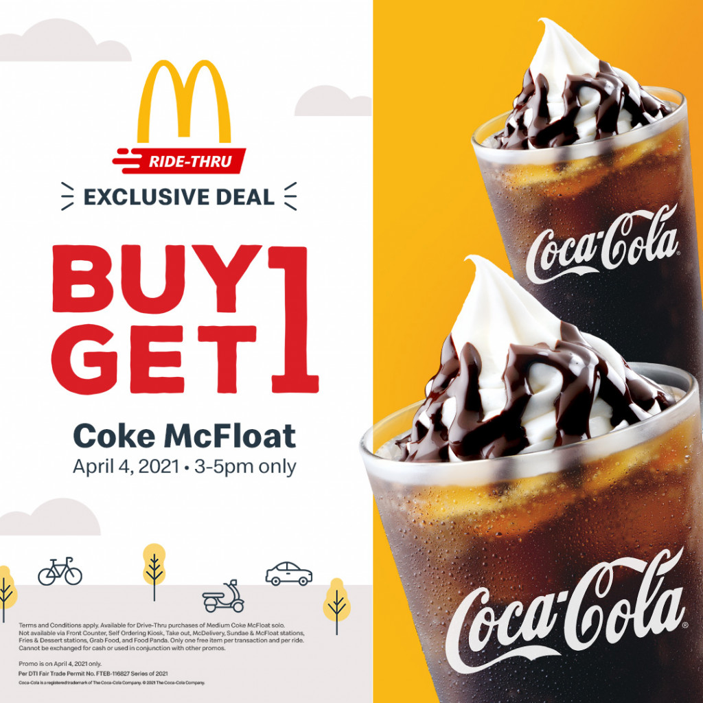 McDonald's Ride-Thru McFloat Exclusive Promo || BUY 1, GET 1 on Medium Coke McFloat McDonald's Ride-Thru McFloat Exclusive Promo