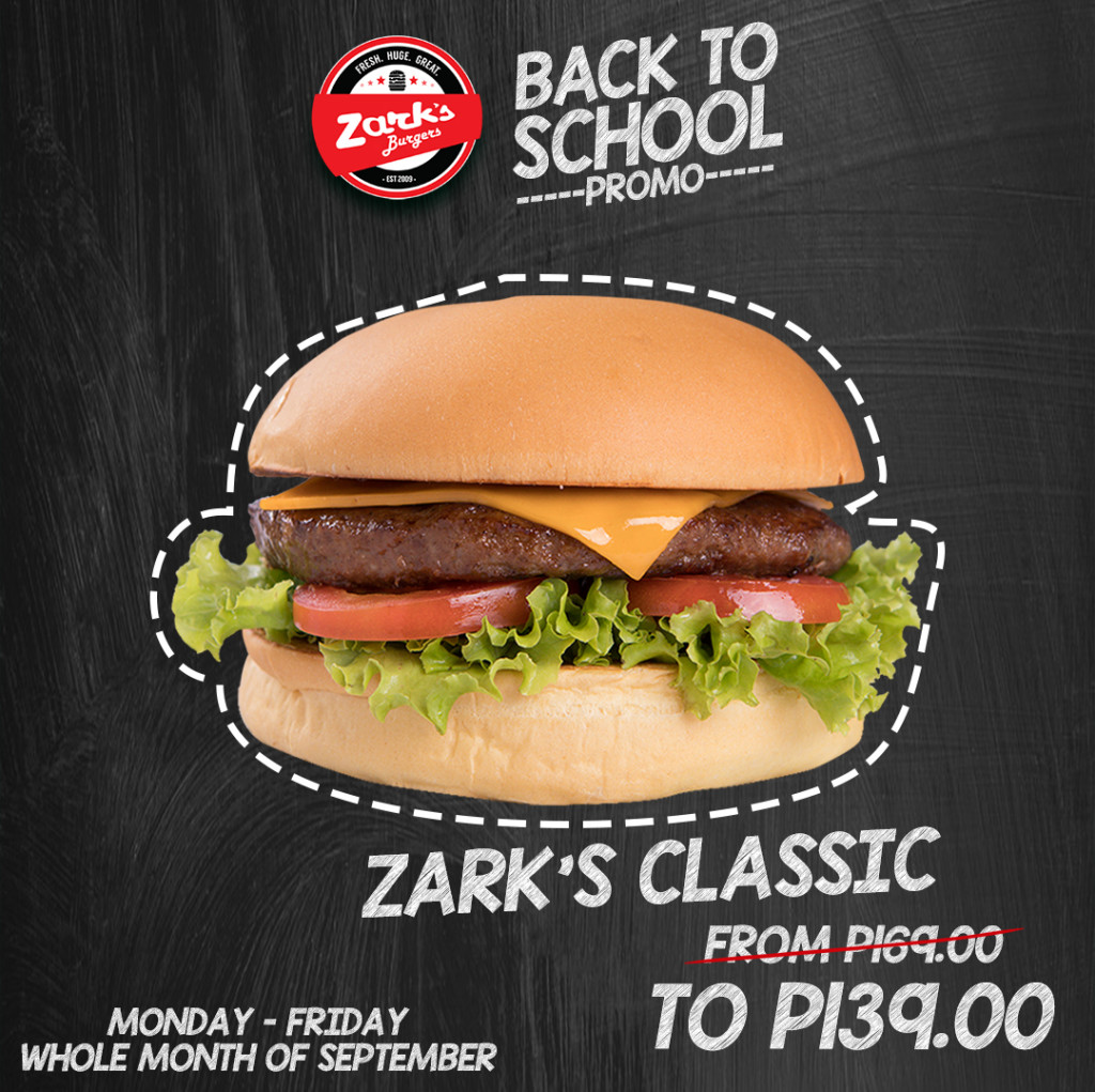 Zark's Burgers Back To School Promo
