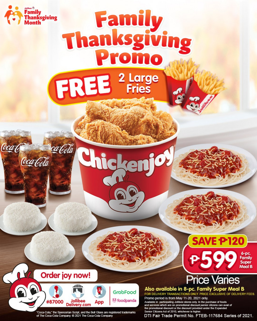 Save P126 on Jollibee Family Thanksgiving Promo until May 20, 2021 Only Jollibee Family Thanksgiving Prom