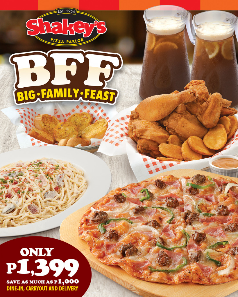 Save as Much as ₱1000 on Shakey's BFF - Big Family Feast until June 30, 2022 Shakey's BFF - Big Family Feast
