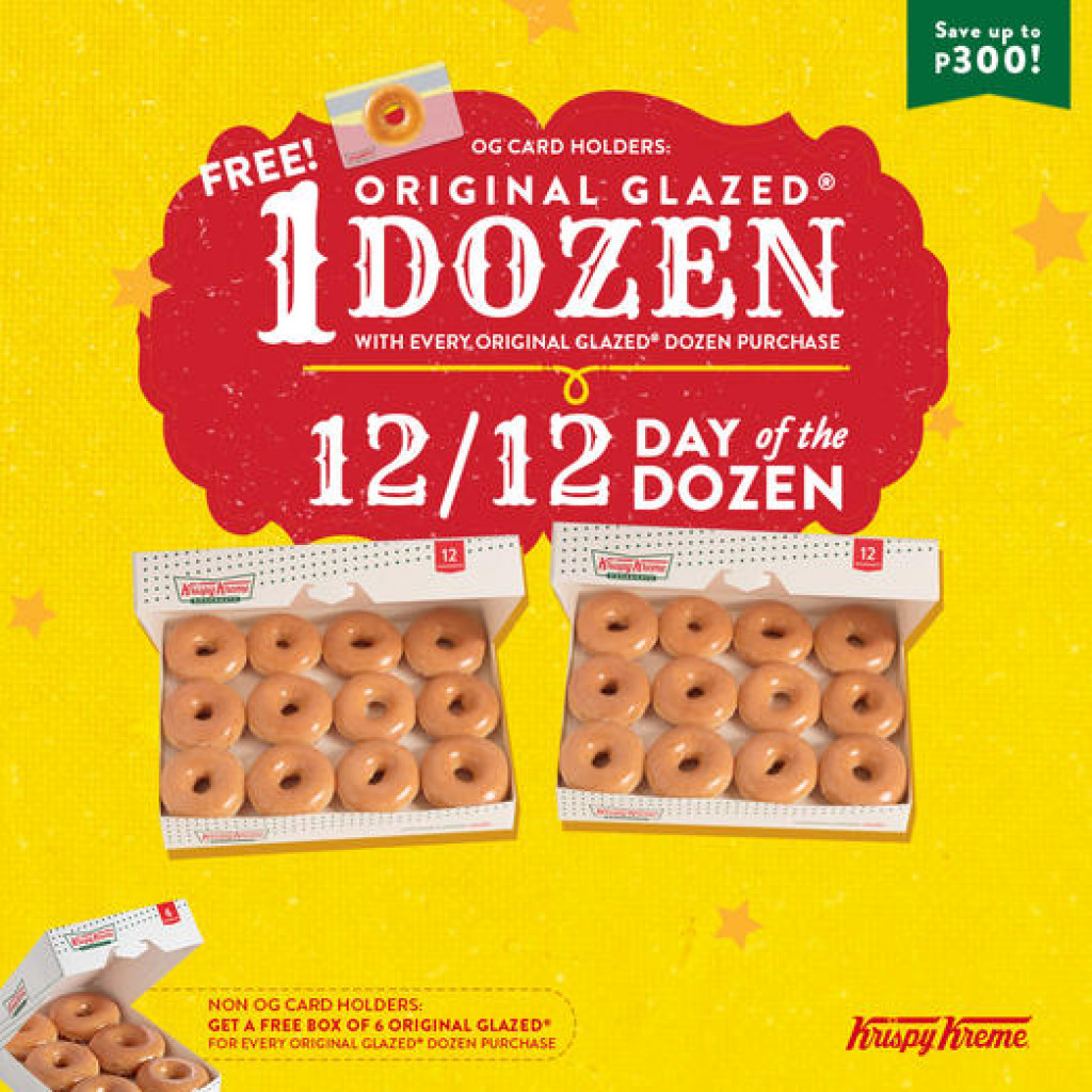 Save up to ₱300 on Krispy Kreme Day of the Dozen - December 12 Only! Krispy Kreme Day of the Dozen