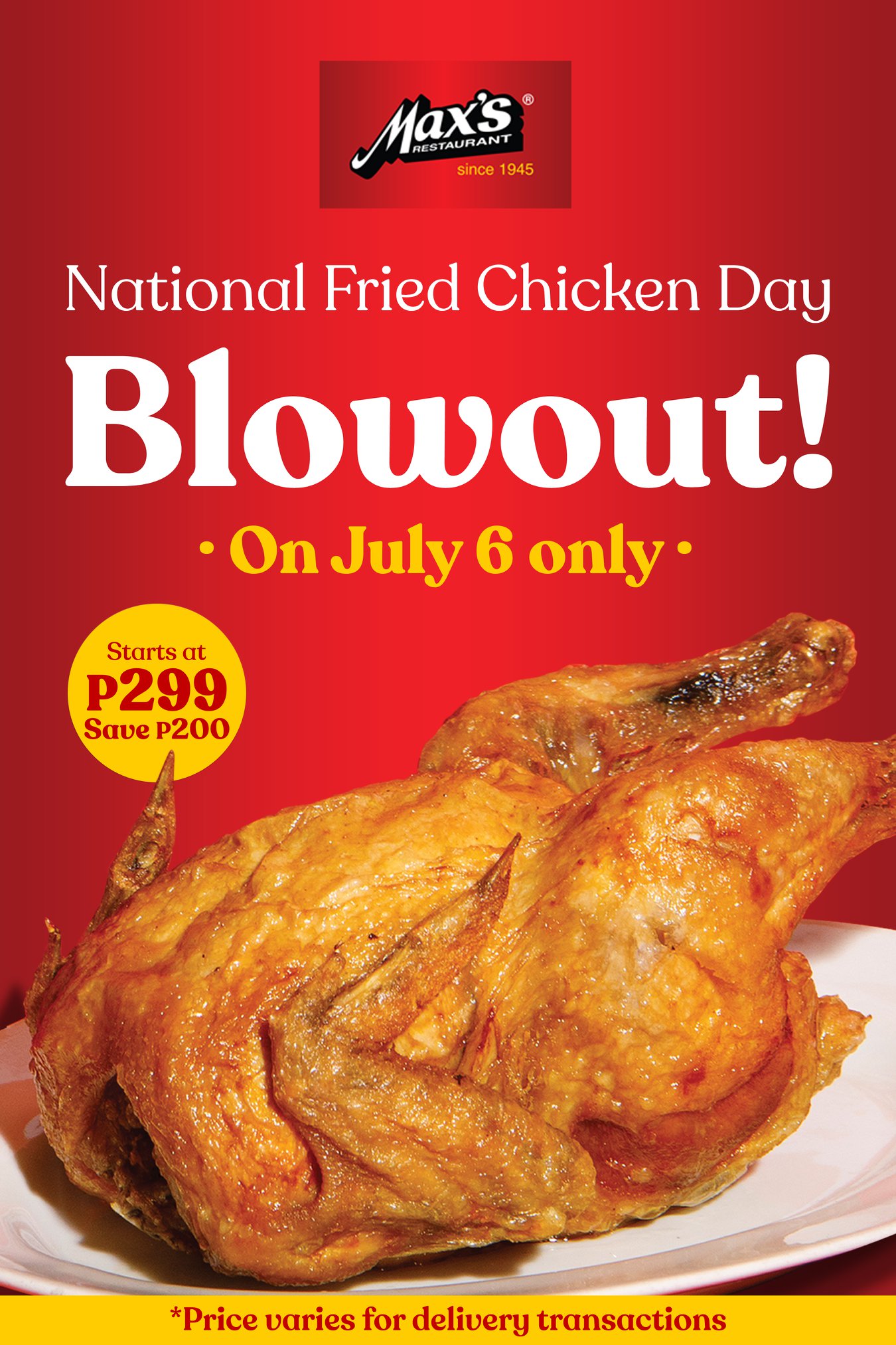 Max's National Fried Chicken Day Blowout