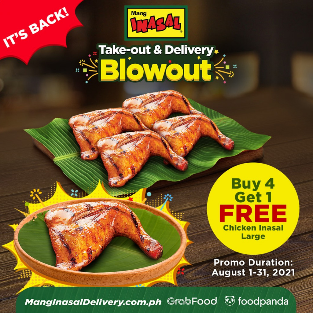 Mang Inasal Takeout and Delivery Blowout - 4 PLUS 1 until Aug. 31 Mang Inasal Takeout and Delivery Blowout