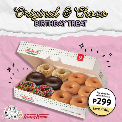 Krispy Kreme Original and Choco Birthday Treat