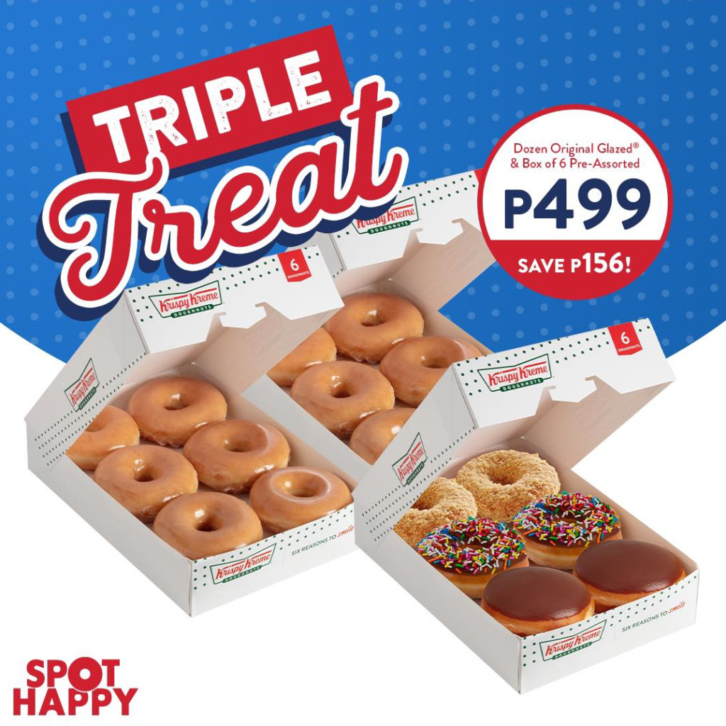 Save ₱156 on Krispy Kreme Triple Treat from April 28 to 30 Only Krispy Kreme Triple Treat