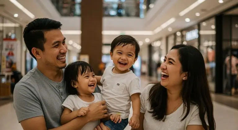 indoor,photo,of,young,asian,family,of,three,enjoying,mall;