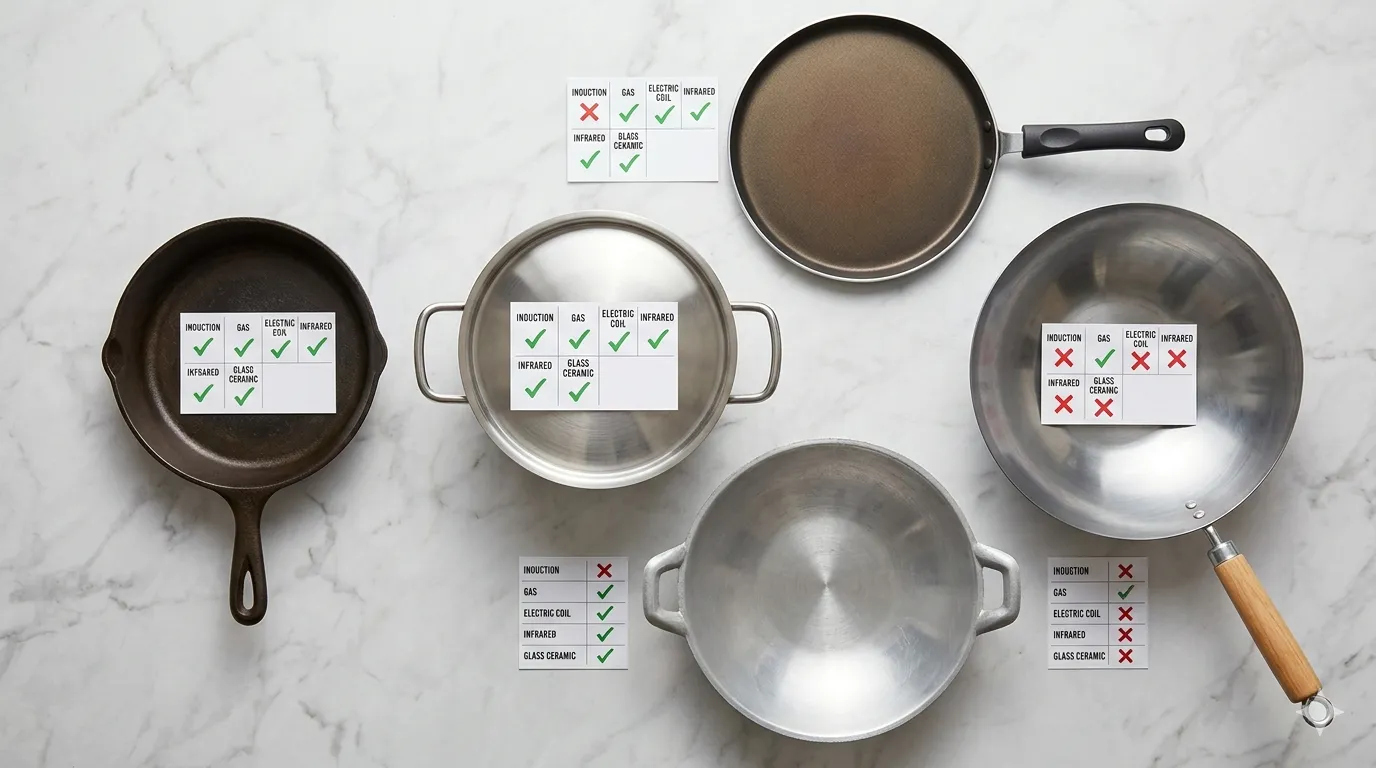 Different types of cookware pots and pans compatible with induction infrared and LPG stove in Philippines