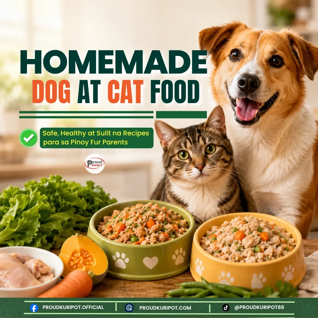 Pinoy pet owner nagluluto ng homemade dog at cat food sa kusina gamit ang chicken, kalabasa, at kanin — safe at budget-friendly na recipe para sa iyong fur baby