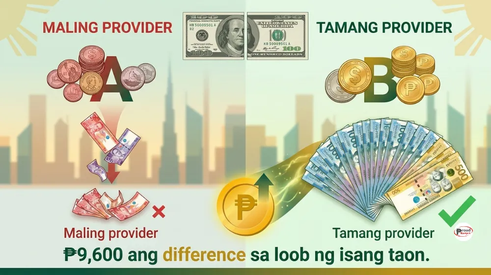 Visual comparison ng dalawang OFW — isa mas maraming piso ang natanggap ng pamilya dahil mas magandang provider ang pinili